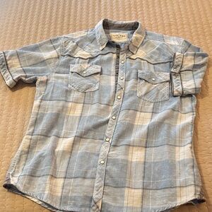BKE Light Blue Plaid mens Button Down Shirt